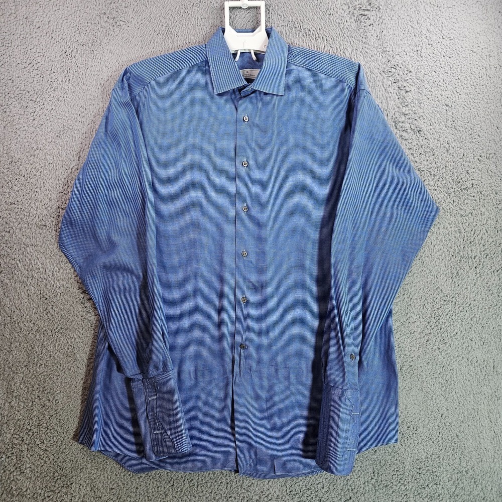 Ermenegildo Zegna Shirt Men Large 41/16 - French Cuff - Button Long Sleeve Blue